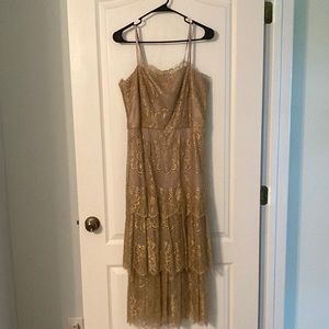 NWOT White House black market tiered gold dress 6
